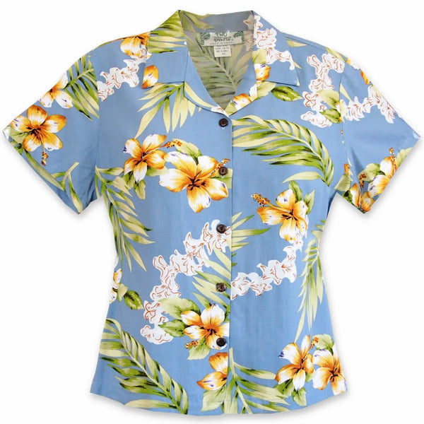 Alohaz | atoll blue hawaiian lady blouse