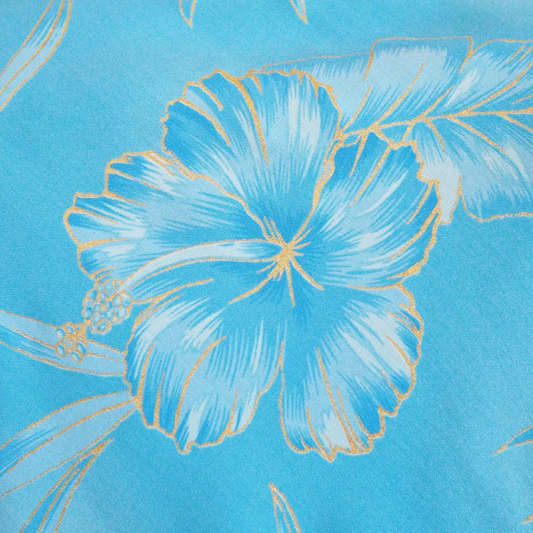 Vintage Wamsutta OTC Hibiscus Blue Hawaiian Print sold Fabric 3.5 Yards Material Navy