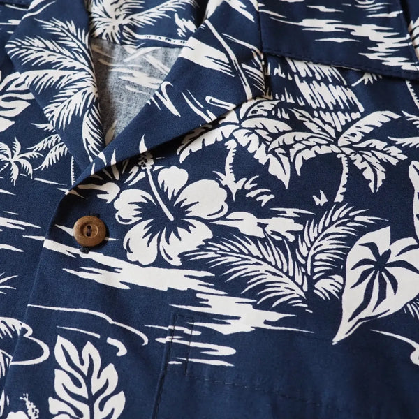 Alohaz | island navy hawaiian cotton shirt