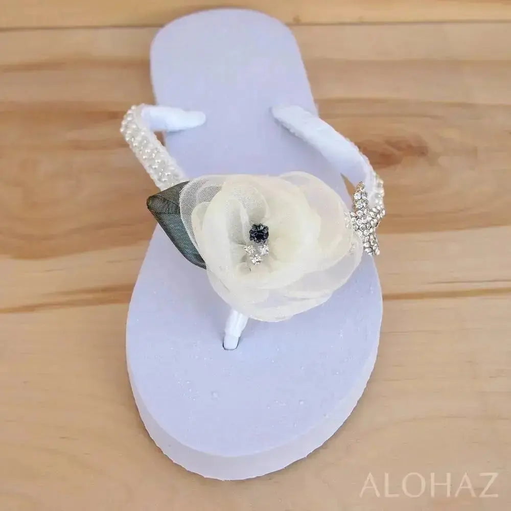 Alohaz  jewel white bridal hawaiian flip flops