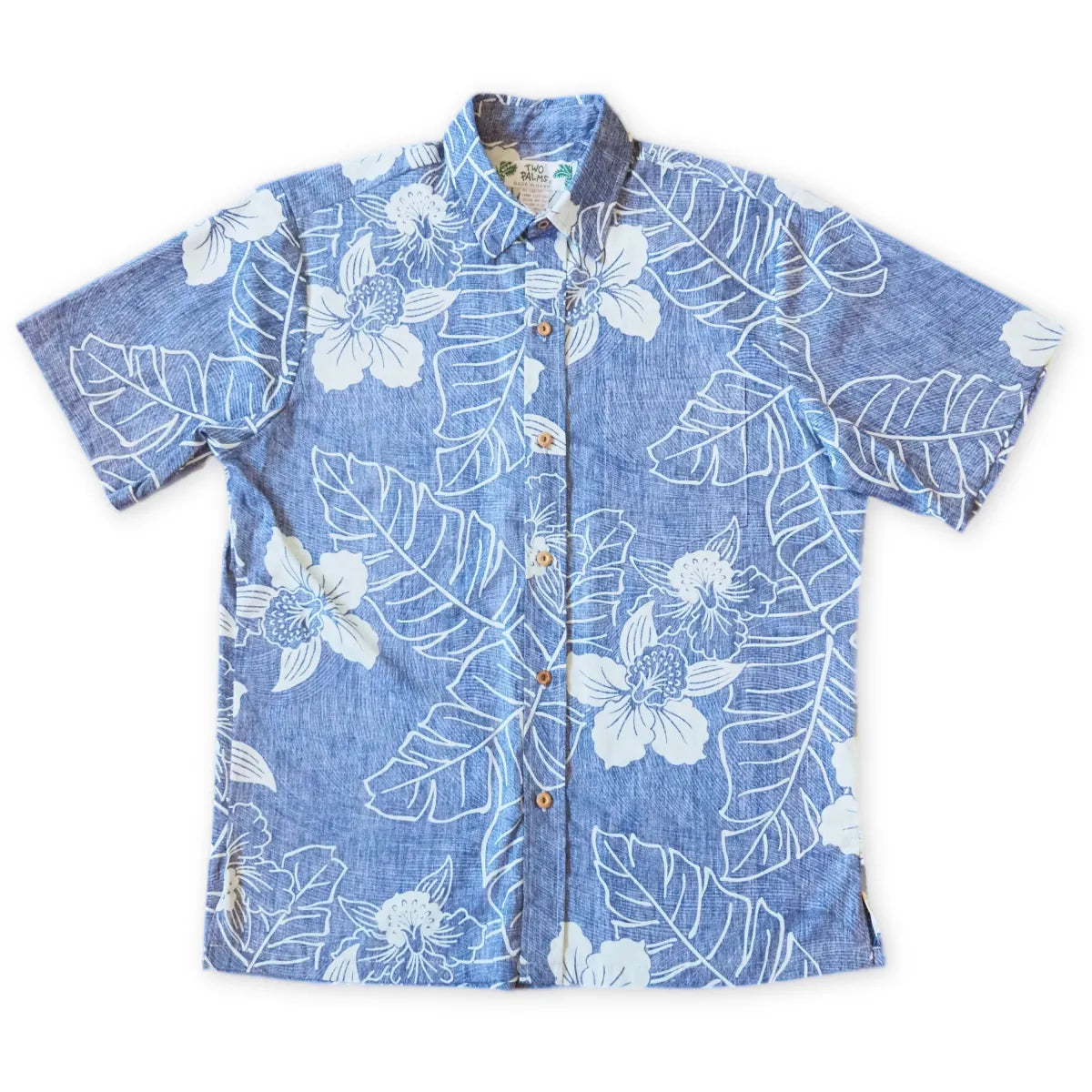 Ka’anapali blue reverse print hawaiian cotton shirt