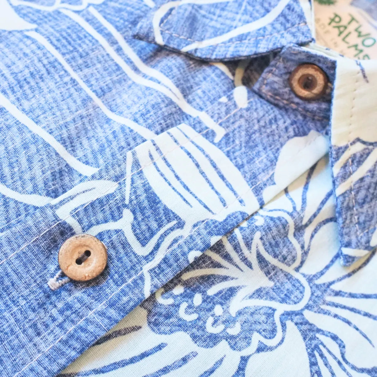 Ka’anapali blue reverse print hawaiian cotton shirt