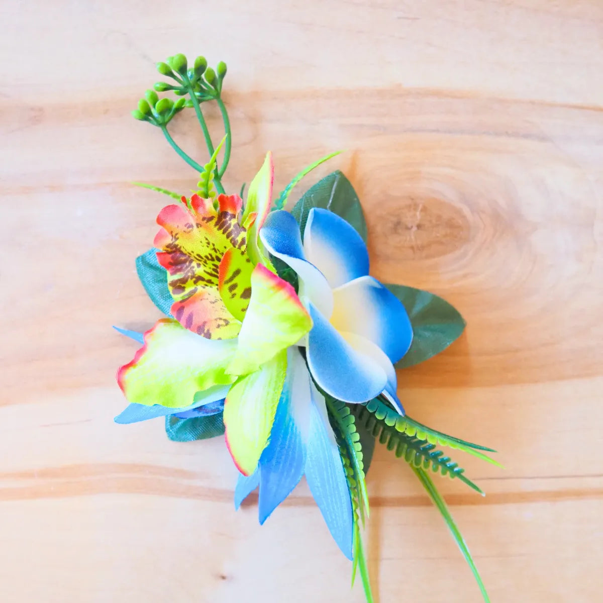 Kaia blue tropical flower hair clip