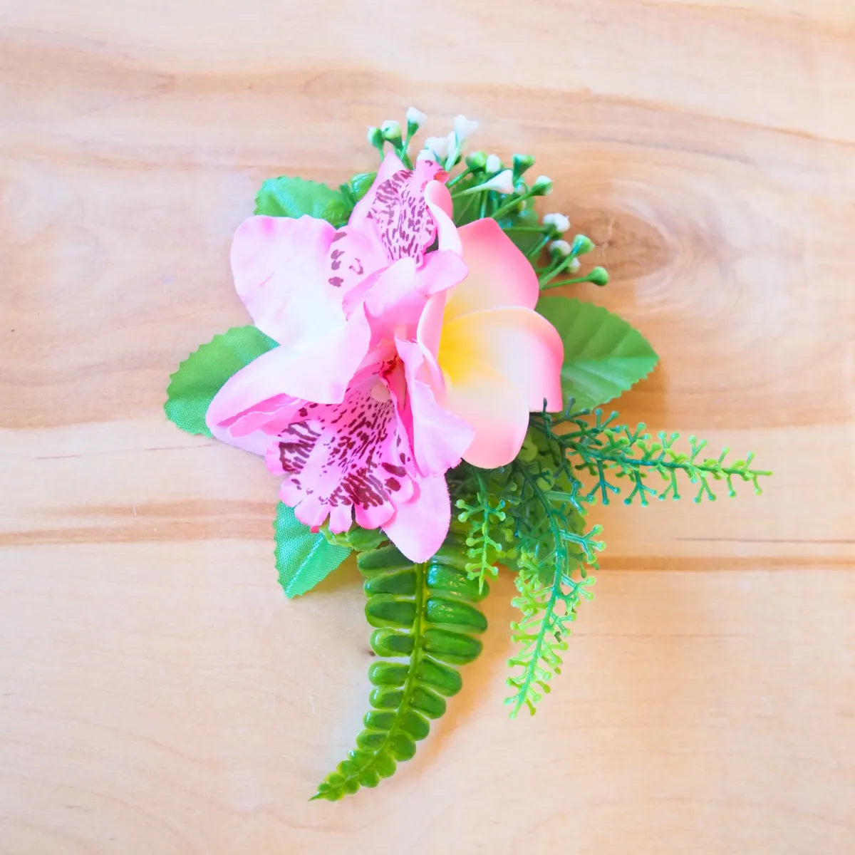 Kaia light pink tropical flower hair clip