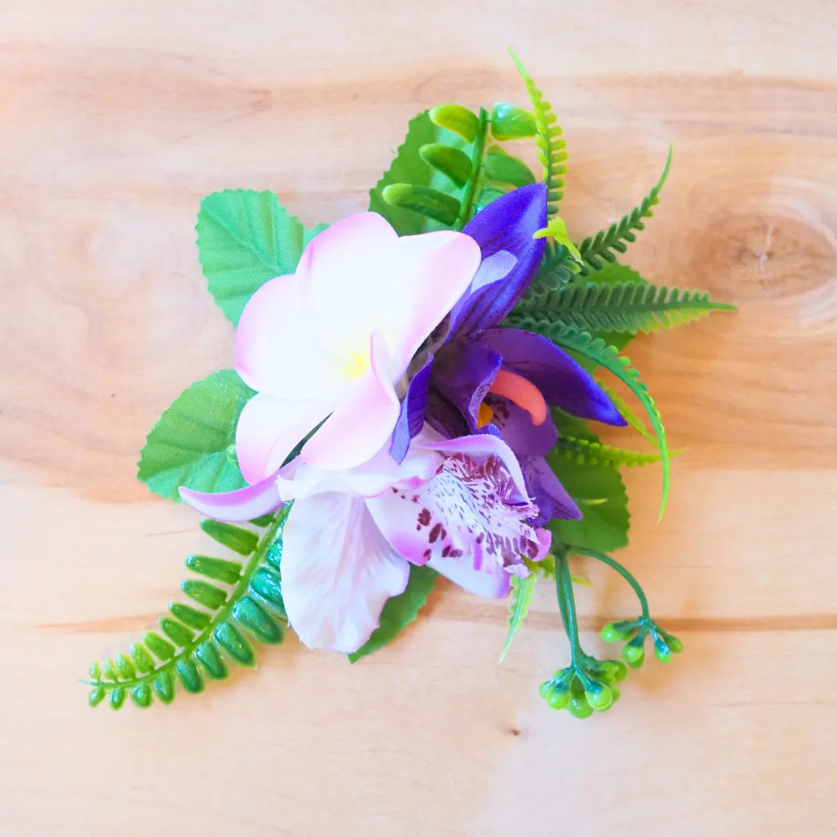 Kaia purple tropical flower hair clip