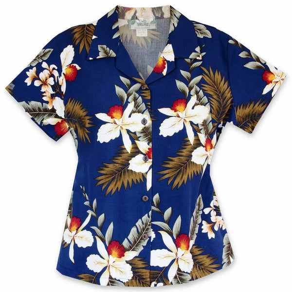 Alohaz | majestic blue hawaiian lady blouse