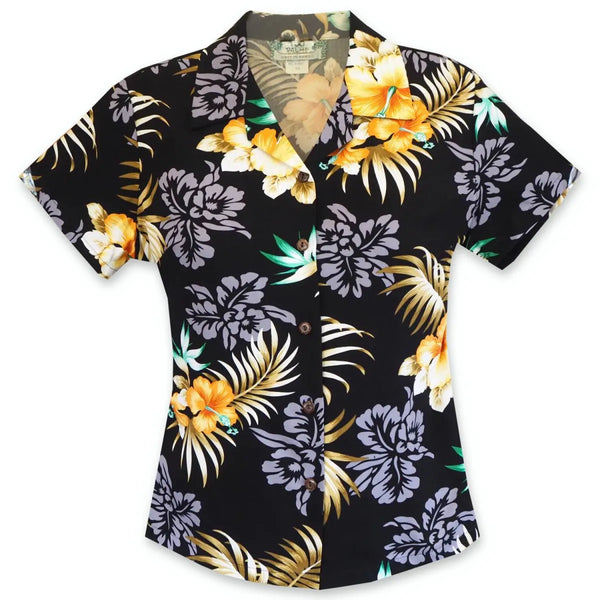 Alohaz | passion black hawaiian lady blouse